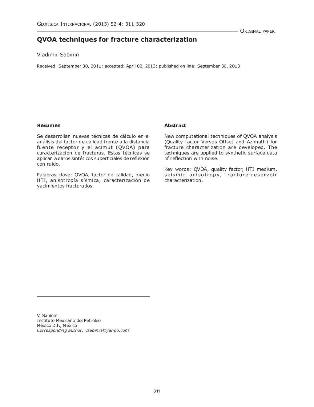 QVOA techniques for fracture characterization