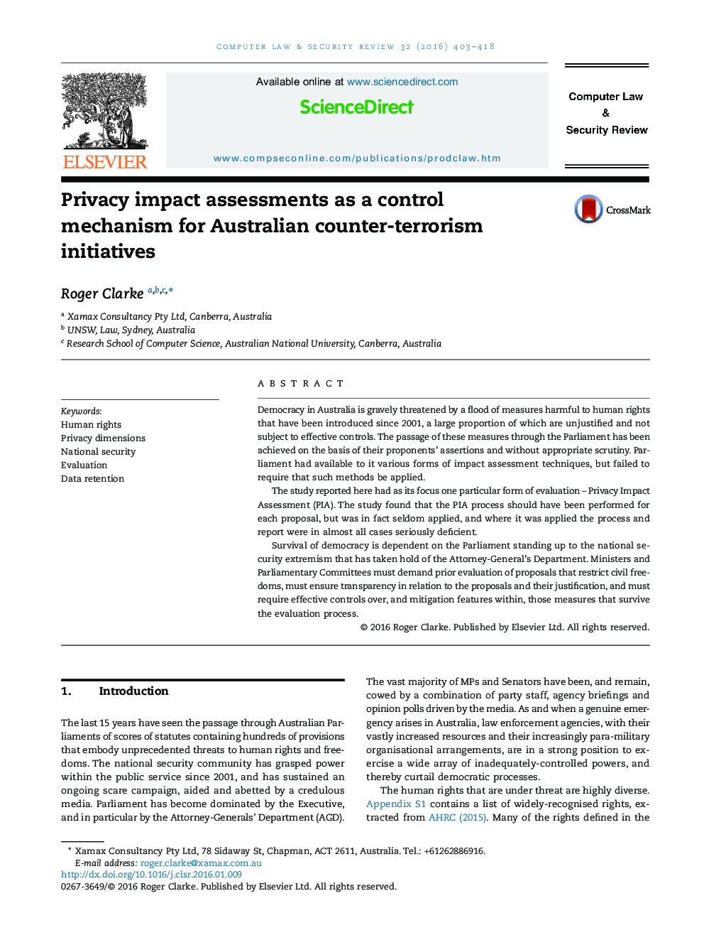 ارزیابی اثرات حریم خصوصی به عنوان یک مکانیسم کنترل برای طرح های مبارزه با تروریسم در استرالیا