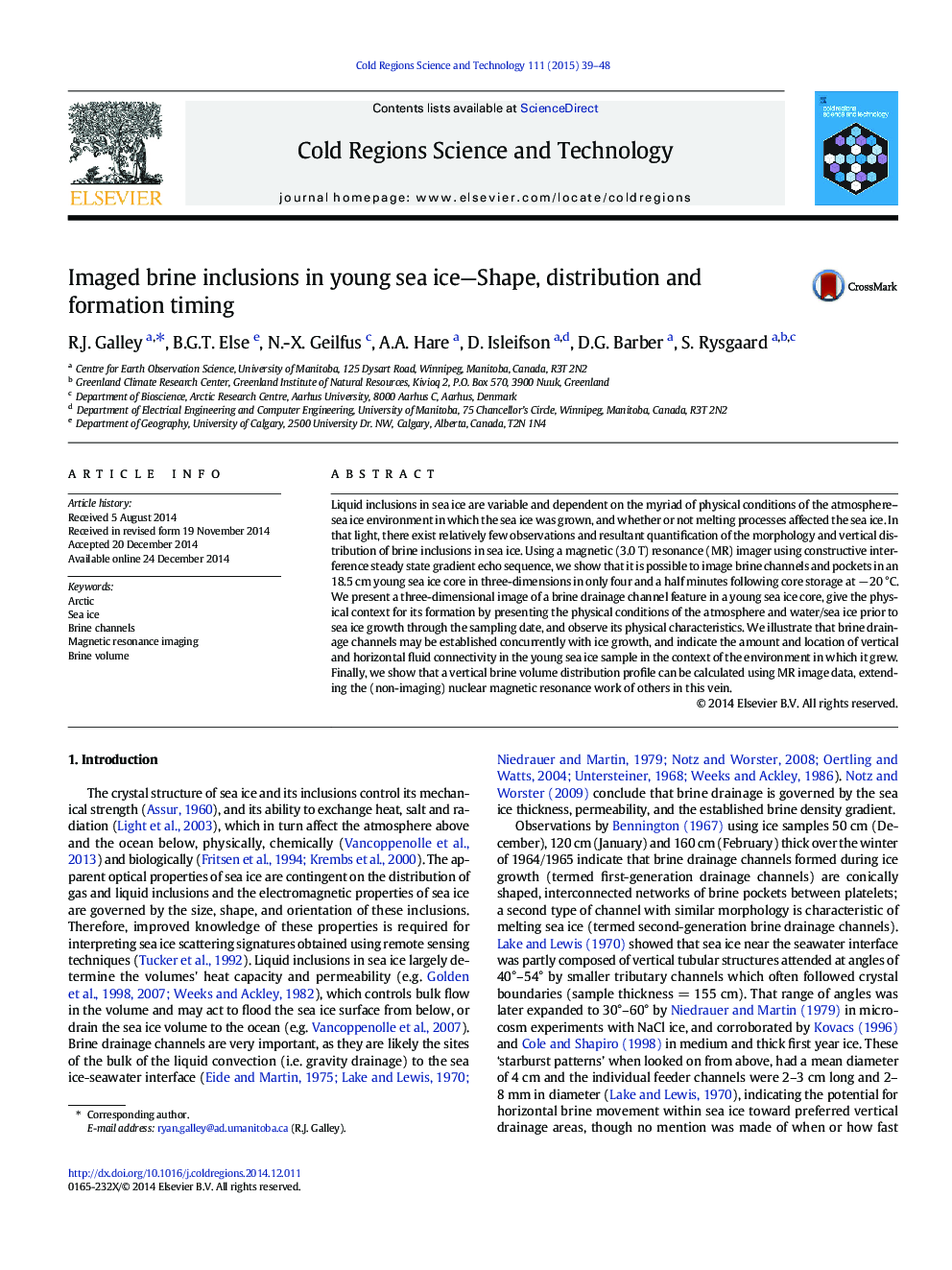 Imaged brine inclusions in young sea ice—Shape, distribution and formation timing