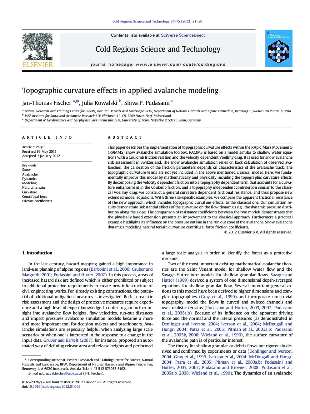 Topographic curvature effects in applied avalanche modeling