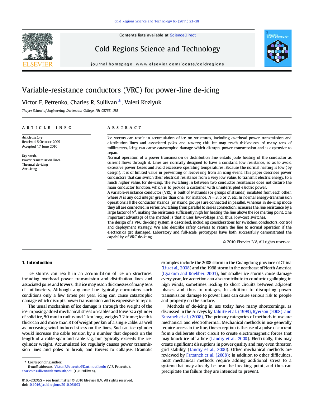 Variable-resistance conductors (VRC) for power-line de-icing