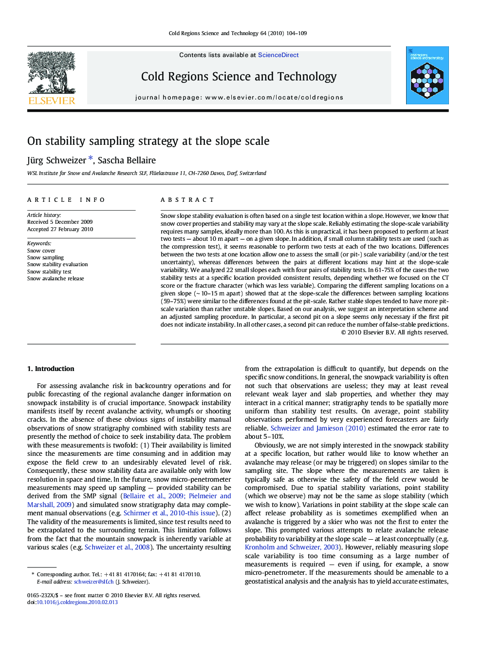 On stability sampling strategy at the slope scale