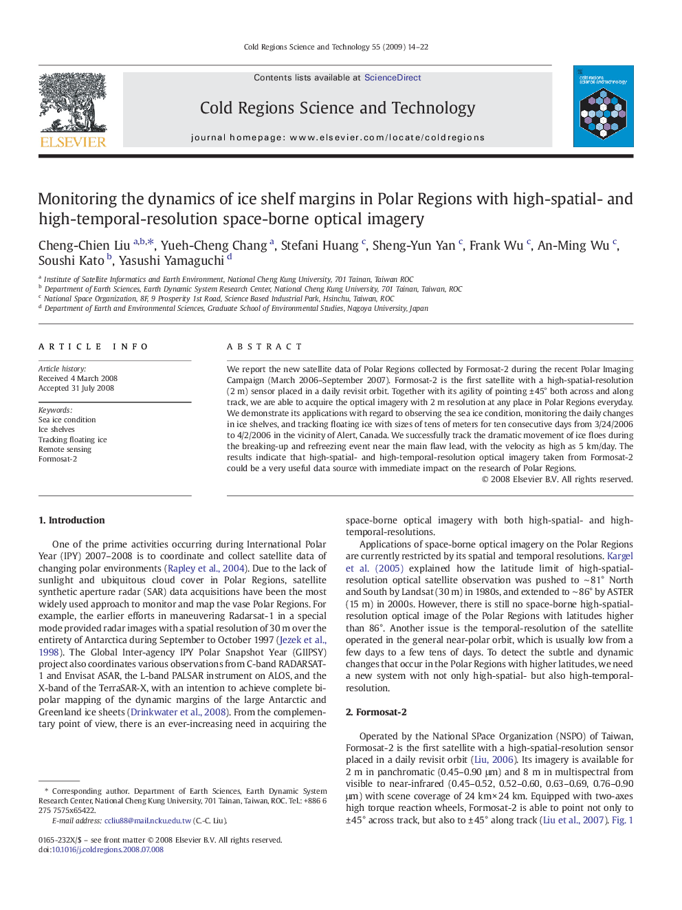 Monitoring the dynamics of ice shelf margins in Polar Regions with high-spatial- and high-temporal-resolution space-borne optical imagery