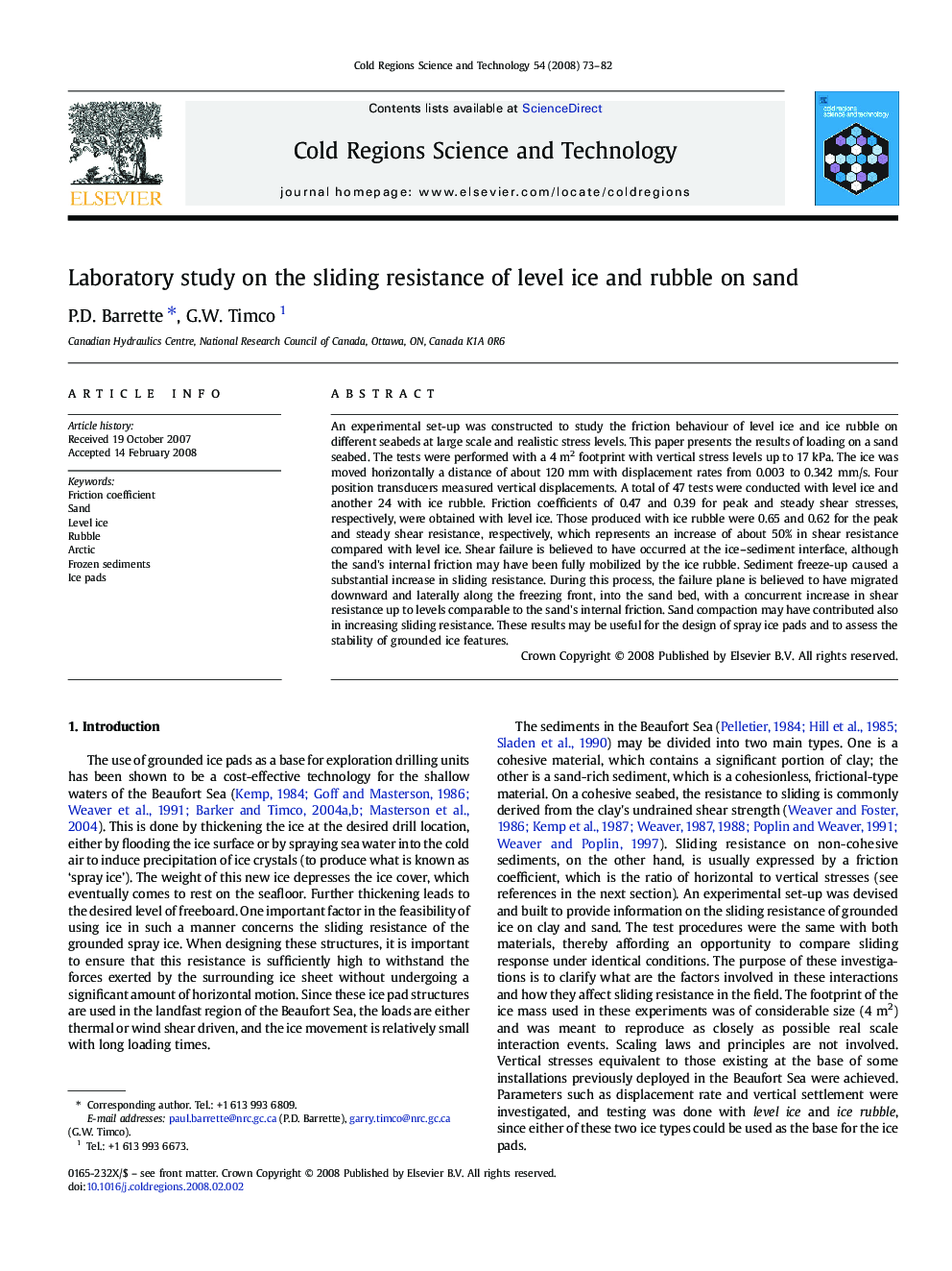 Laboratory study on the sliding resistance of level ice and rubble on sand