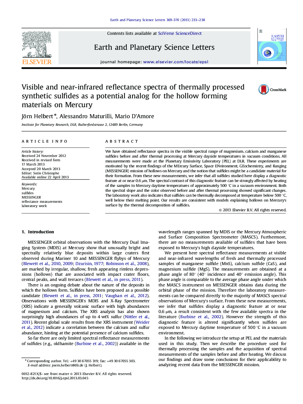 Visible and near-infrared reflectance spectra of thermally processed synthetic sulfides as a potential analog for the hollow forming materials on Mercury