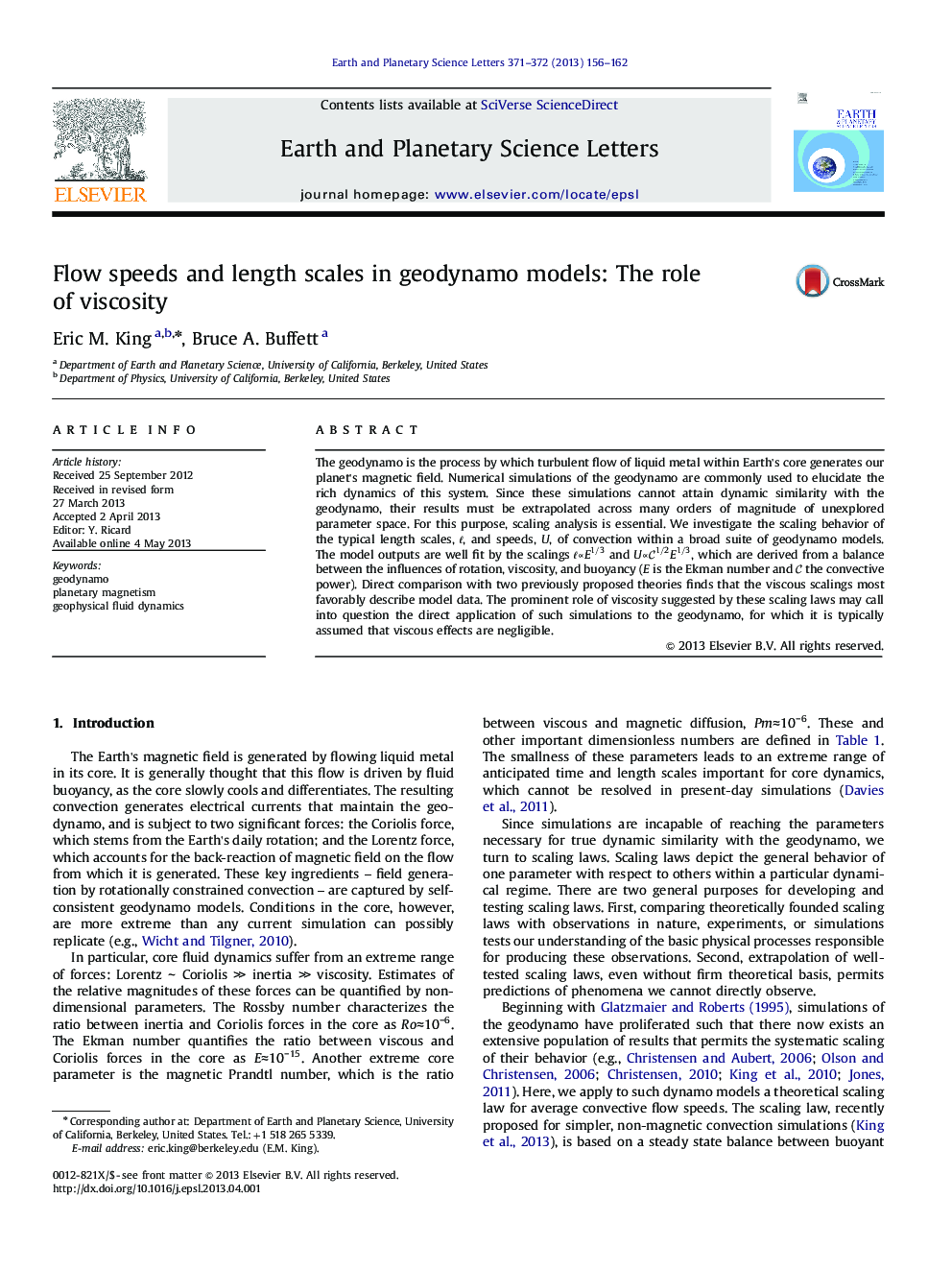 Flow speeds and length scales in geodynamo models: The role of viscosity