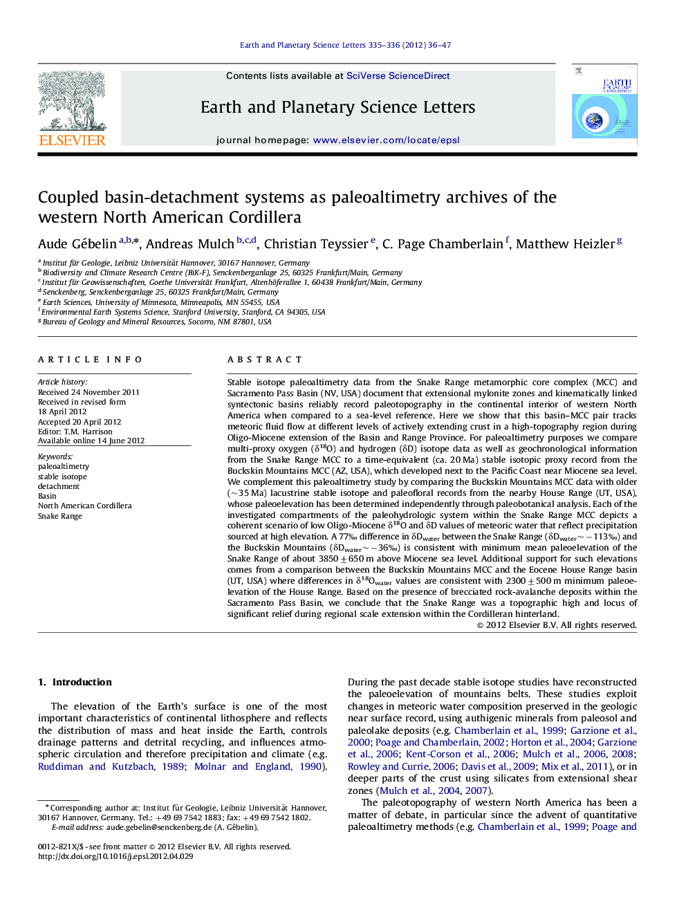 Coupled basin-detachment systems as paleoaltimetry archives of the western North American Cordillera