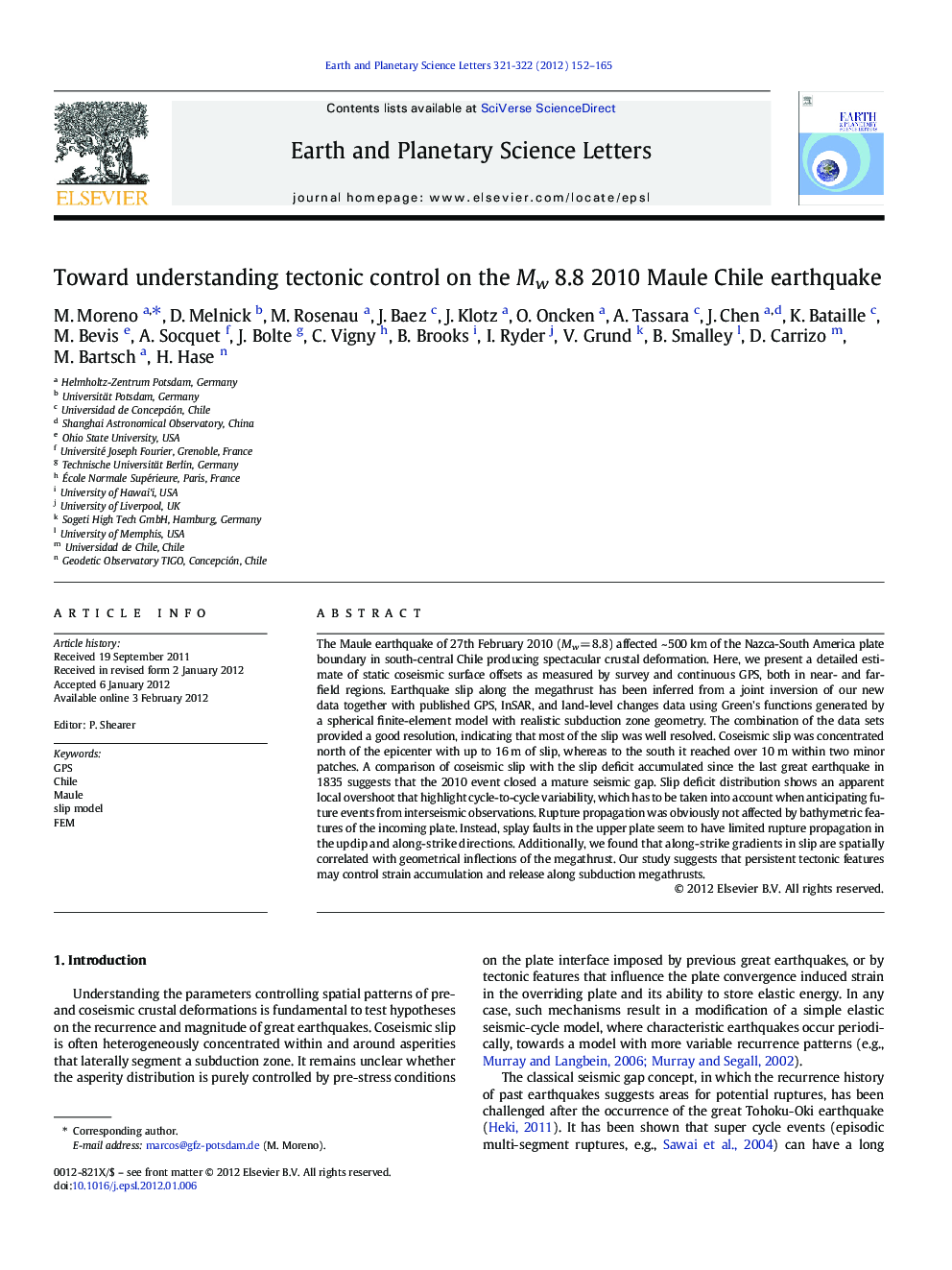 Toward understanding tectonic control on the Mw 8.8 2010 Maule Chile earthquake