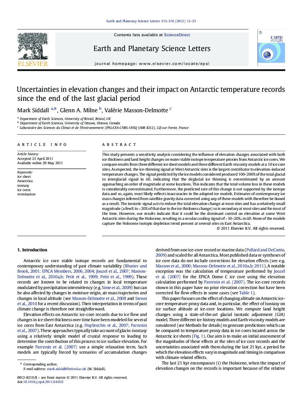 Uncertainties in elevation changes and their impact on Antarctic temperature records since the end of the last glacial period