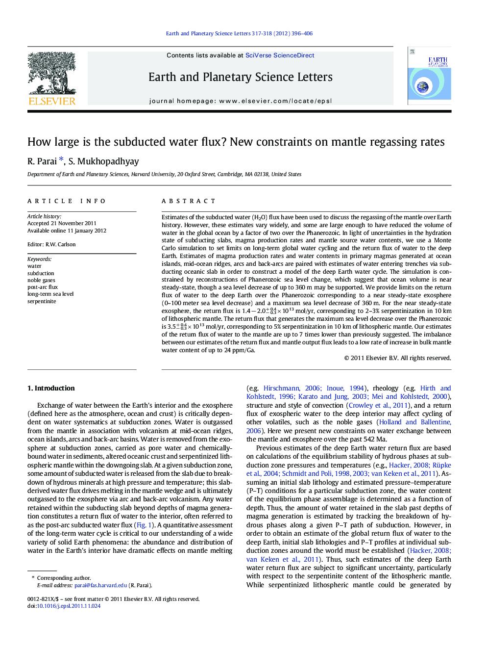 How large is the subducted water flux? New constraints on mantle regassing rates