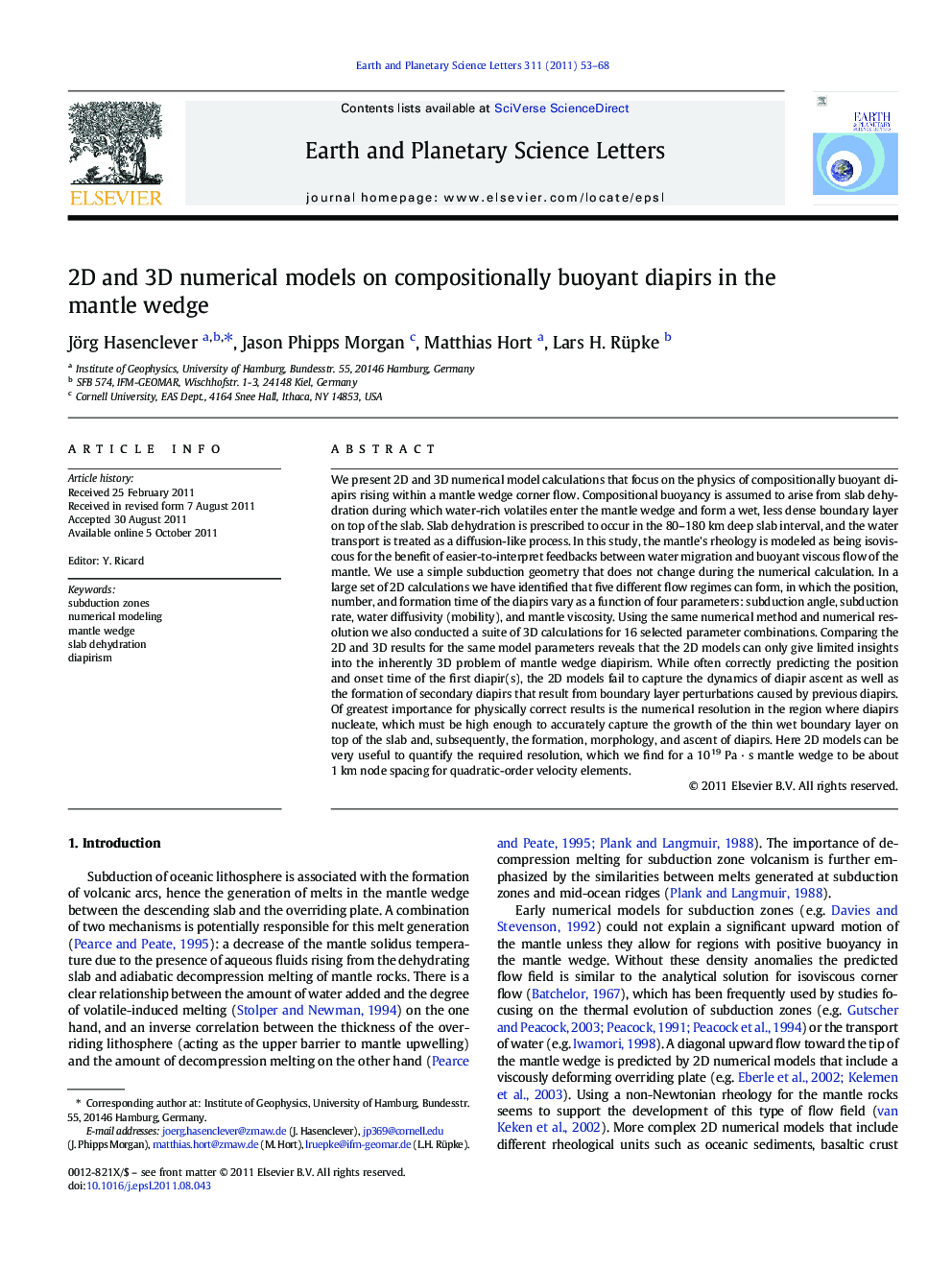 2D and 3D numerical models on compositionally buoyant diapirs in the mantle wedge