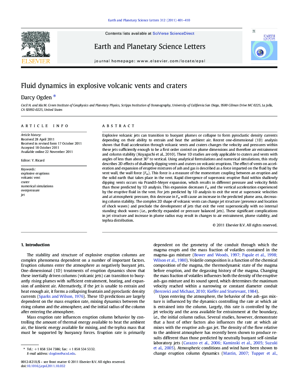 Fluid dynamics in explosive volcanic vents and craters