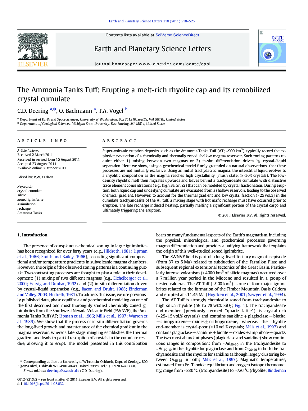 The Ammonia Tanks Tuff: Erupting a melt-rich rhyolite cap and its remobilized crystal cumulate