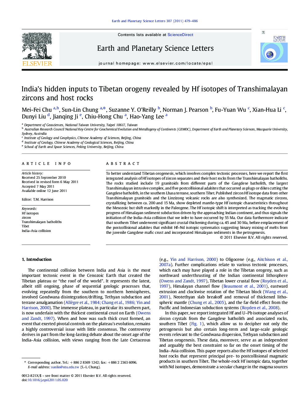 India's hidden inputs to Tibetan orogeny revealed by Hf isotopes of Transhimalayan zircons and host rocks