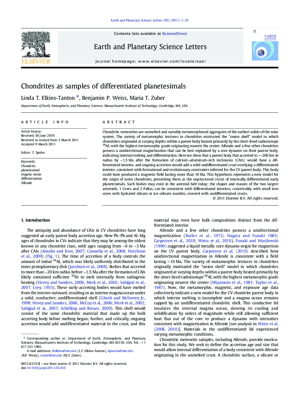 Chondrites as samples of differentiated planetesimals