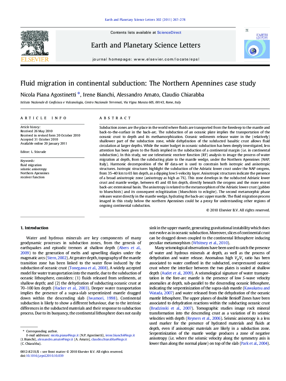 Fluid migration in continental subduction: The Northern Apennines case study