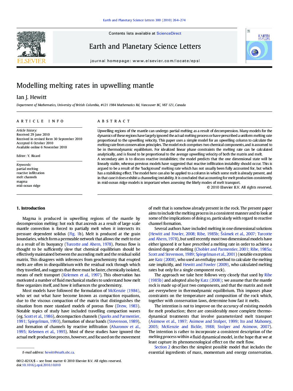 Modelling melting rates in upwelling mantle