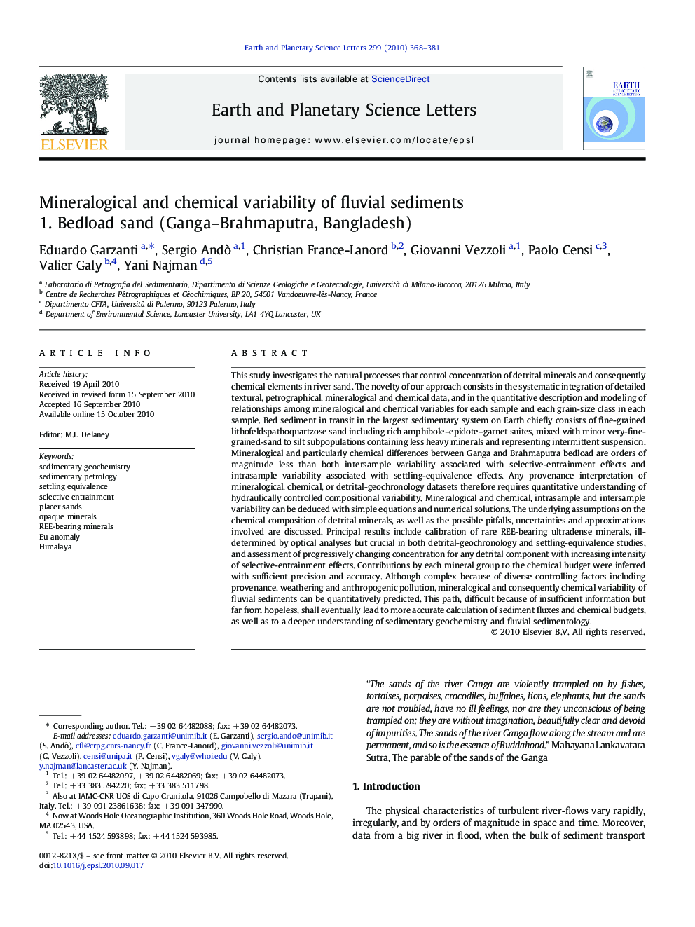 Mineralogical and chemical variability of fluvial sediments: 1. Bedload sand (Ganga–Brahmaputra, Bangladesh)