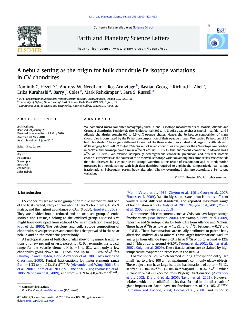 A nebula setting as the origin for bulk chondrule Fe isotope variations in CV chondrites