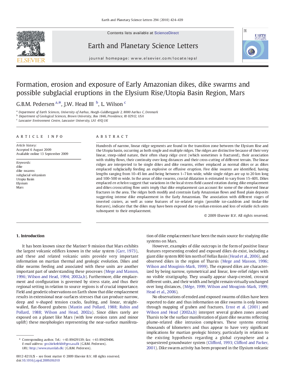 Formation, erosion and exposure of Early Amazonian dikes, dike swarms and possible subglacial eruptions in the Elysium Rise/Utopia Basin Region, Mars