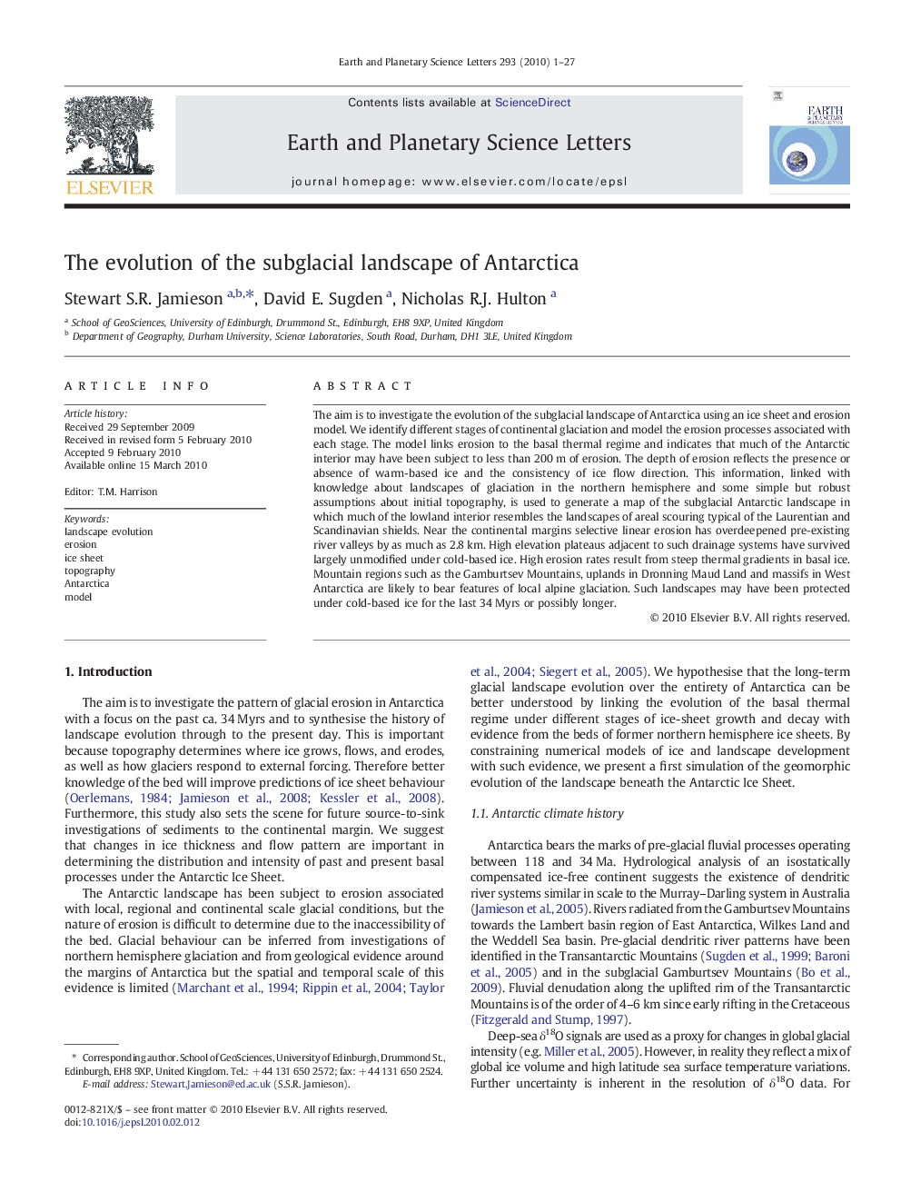 The evolution of the subglacial landscape of Antarctica