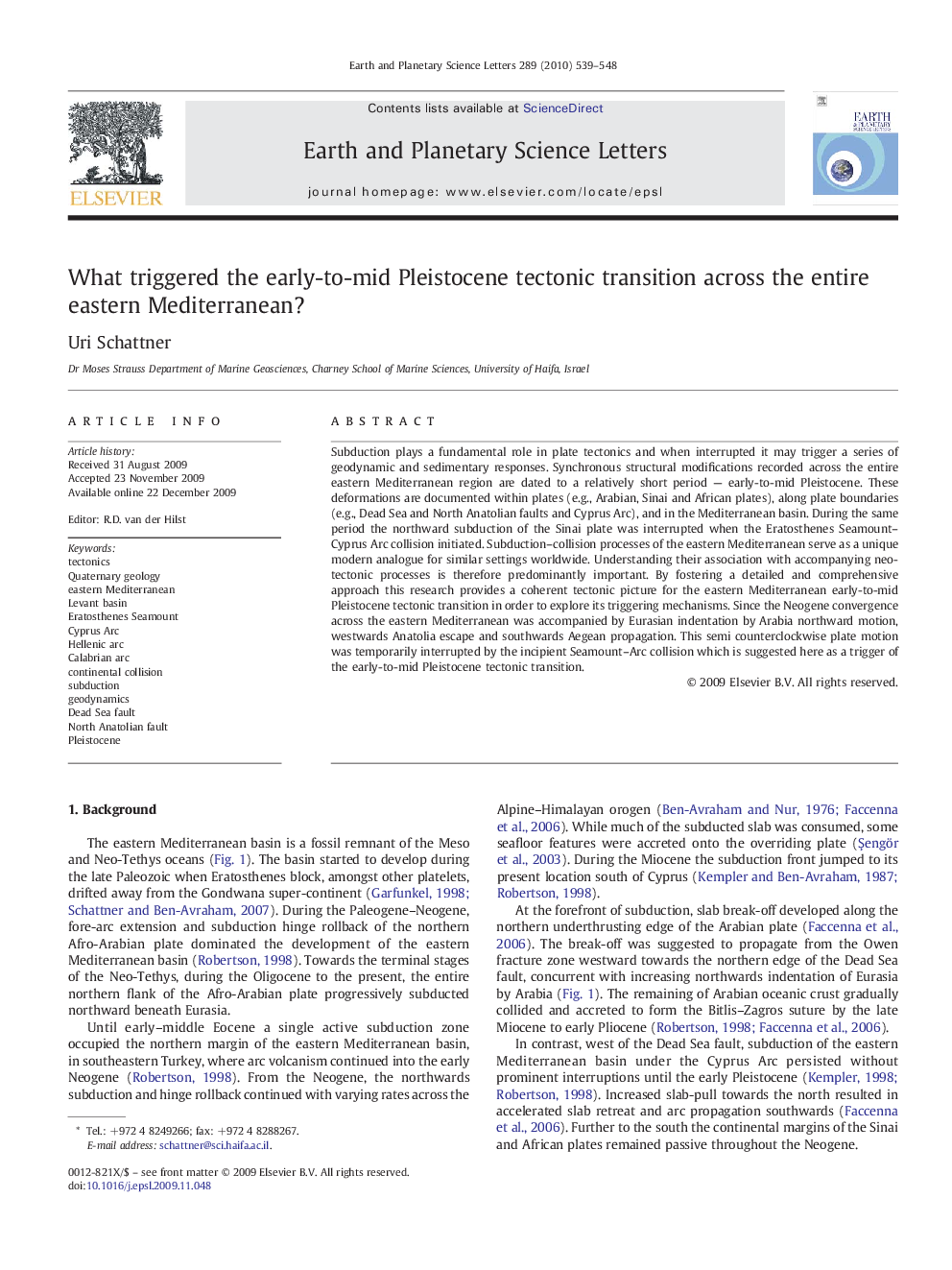 What triggered the early-to-mid Pleistocene tectonic transition across the entire eastern Mediterranean?