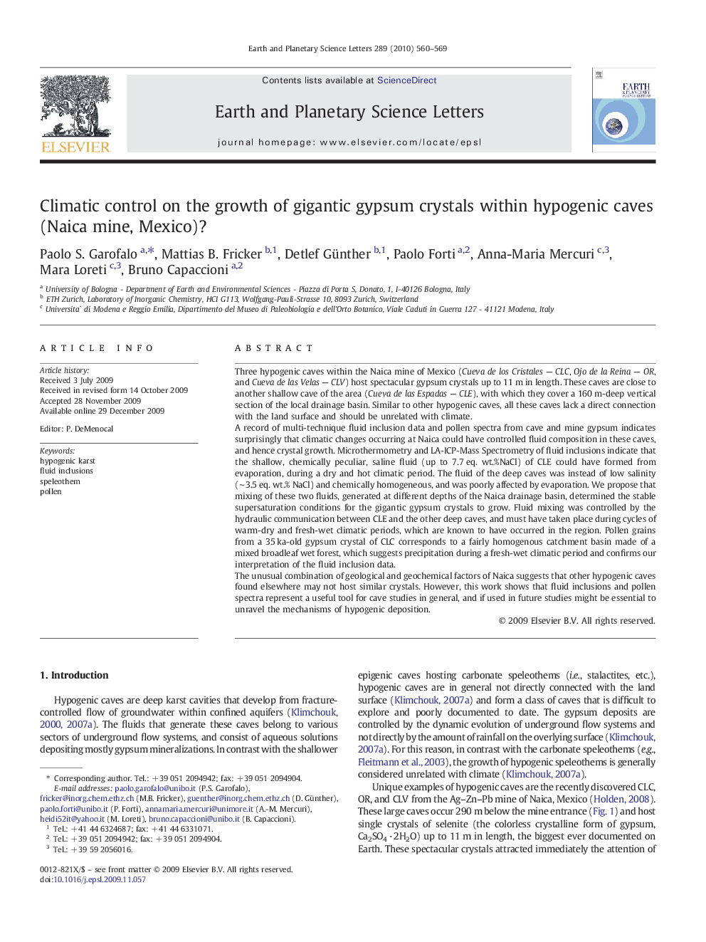 Climatic control on the growth of gigantic gypsum crystals within hypogenic caves (Naica mine, Mexico)?