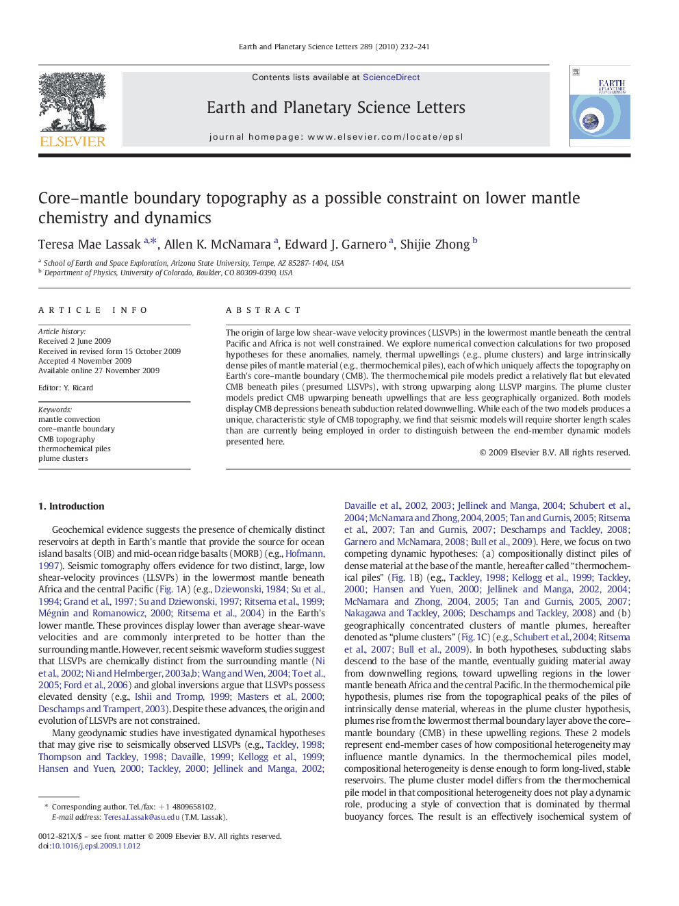 Core–mantle boundary topography as a possible constraint on lower mantle chemistry and dynamics