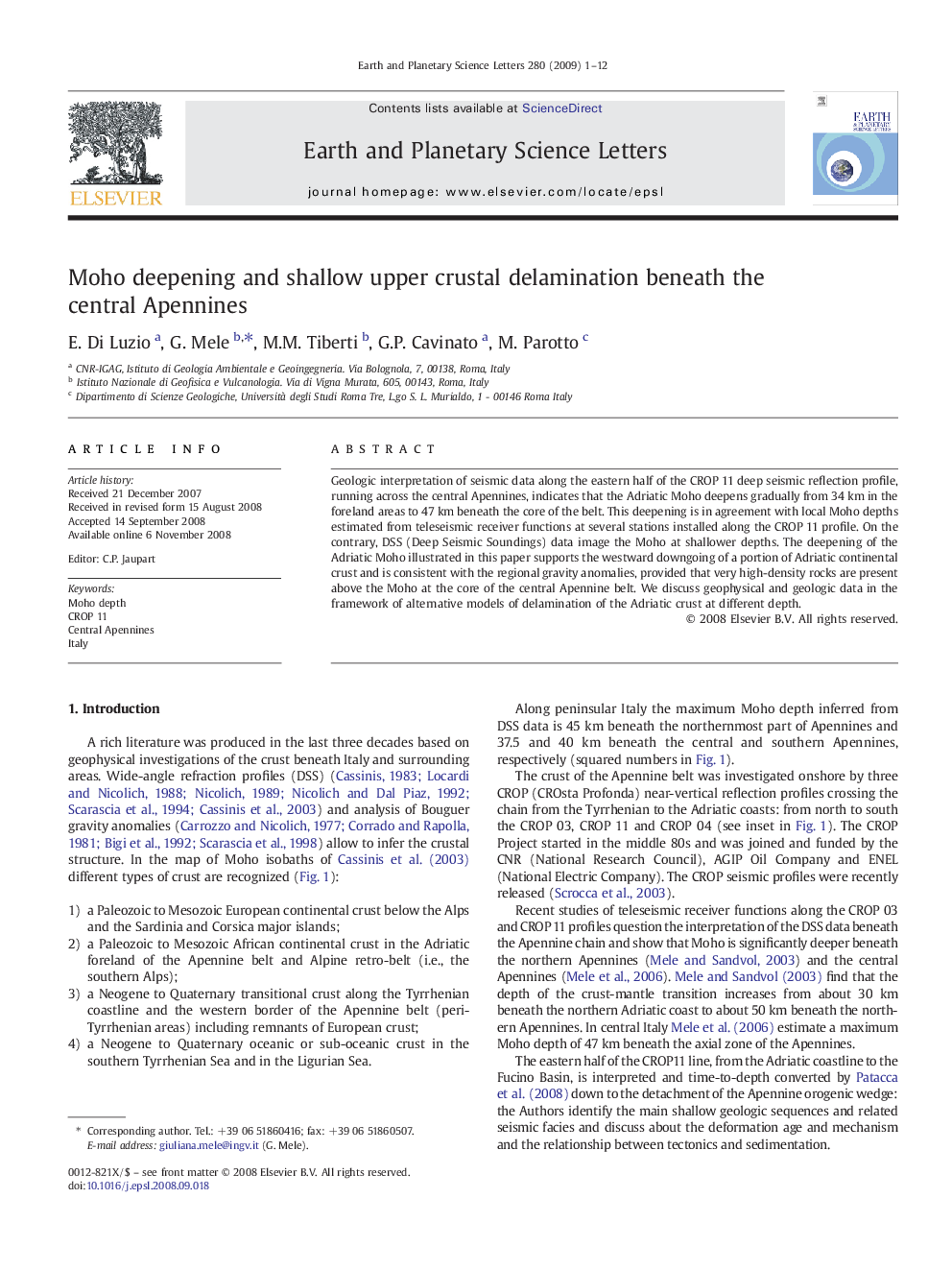 Moho deepening and shallow upper crustal delamination beneath the central Apennines