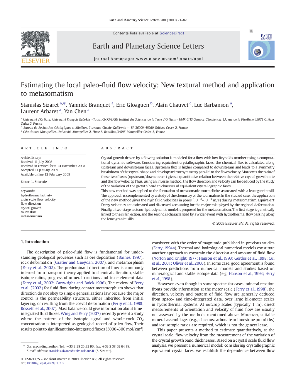 Estimating the local paleo-fluid flow velocity: New textural method and application to metasomatism