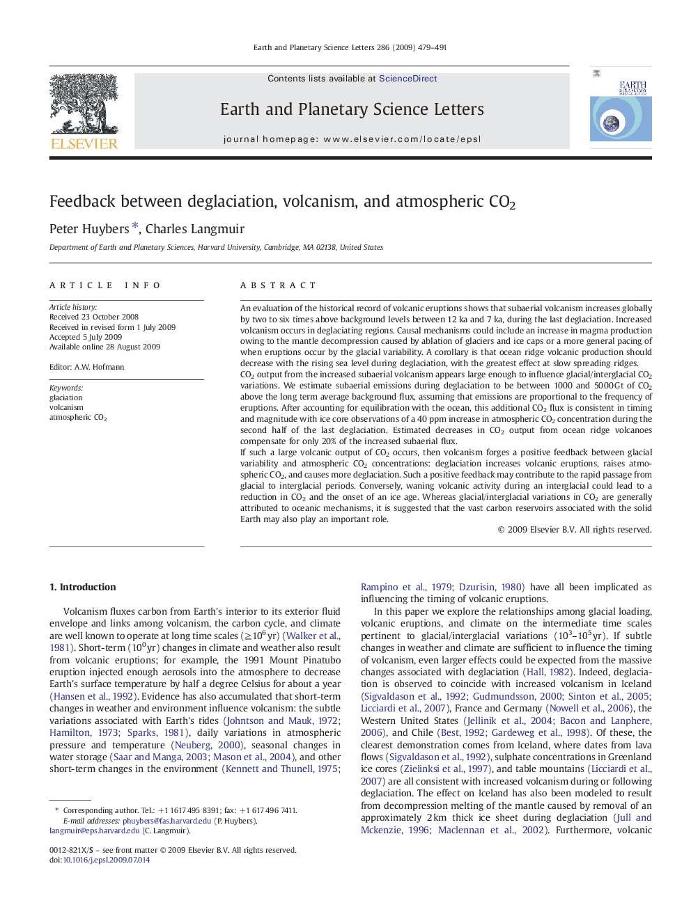 Feedback between deglaciation, volcanism, and atmospheric CO2