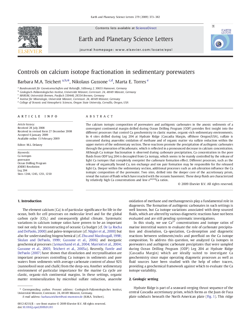 Controls on calcium isotope fractionation in sedimentary porewaters