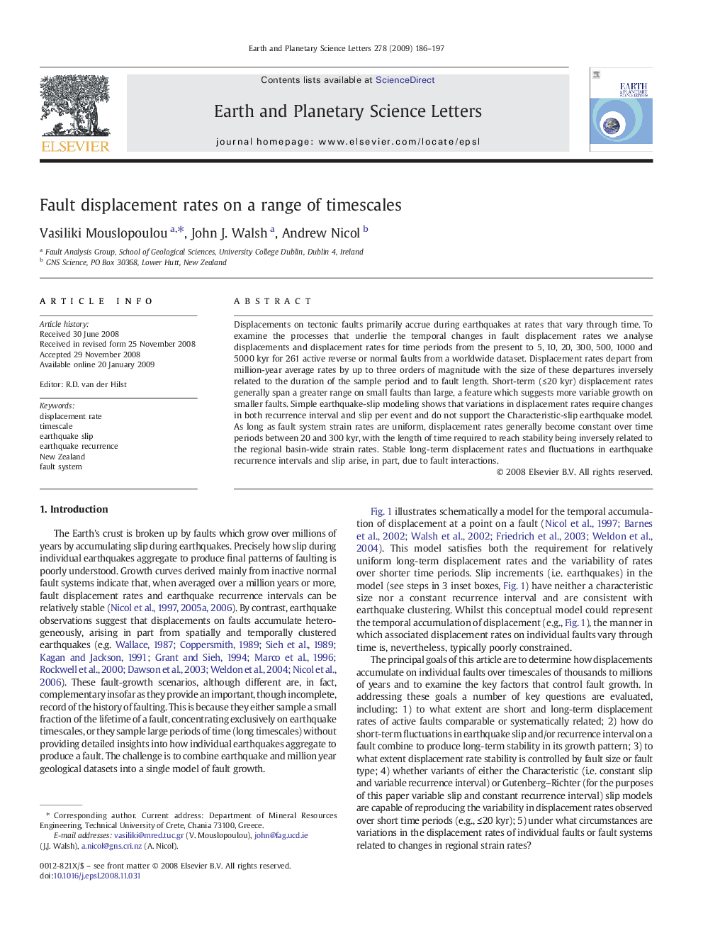 Fault displacement rates on a range of timescales