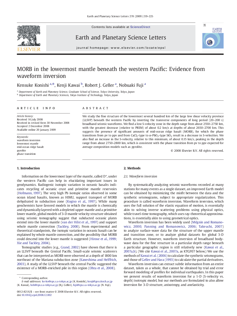 MORB in the lowermost mantle beneath the western Pacific: Evidence from waveform inversion