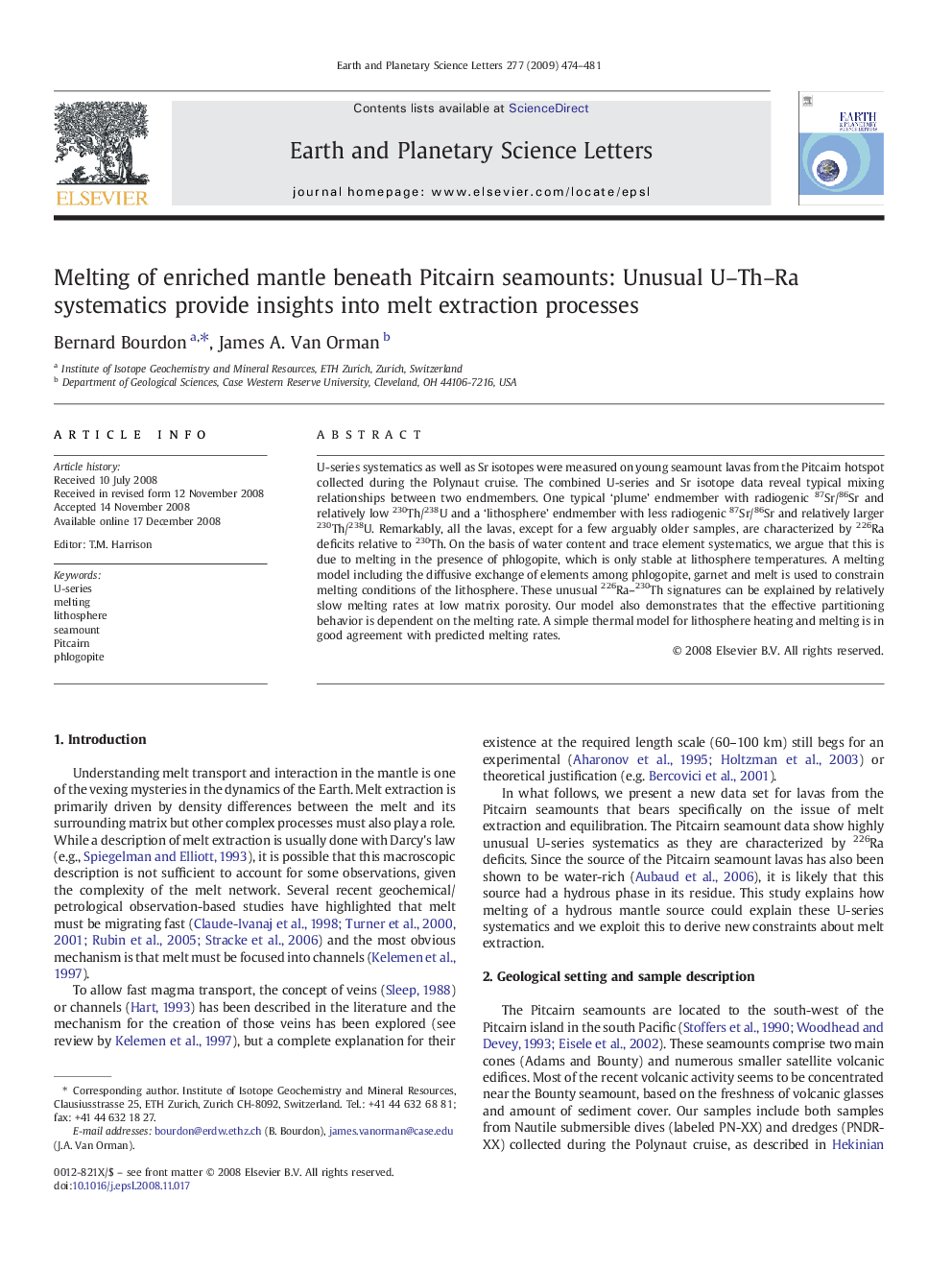 Melting of enriched mantle beneath Pitcairn seamounts: Unusual U-Th-Ra systematics provide insights into melt extraction processes