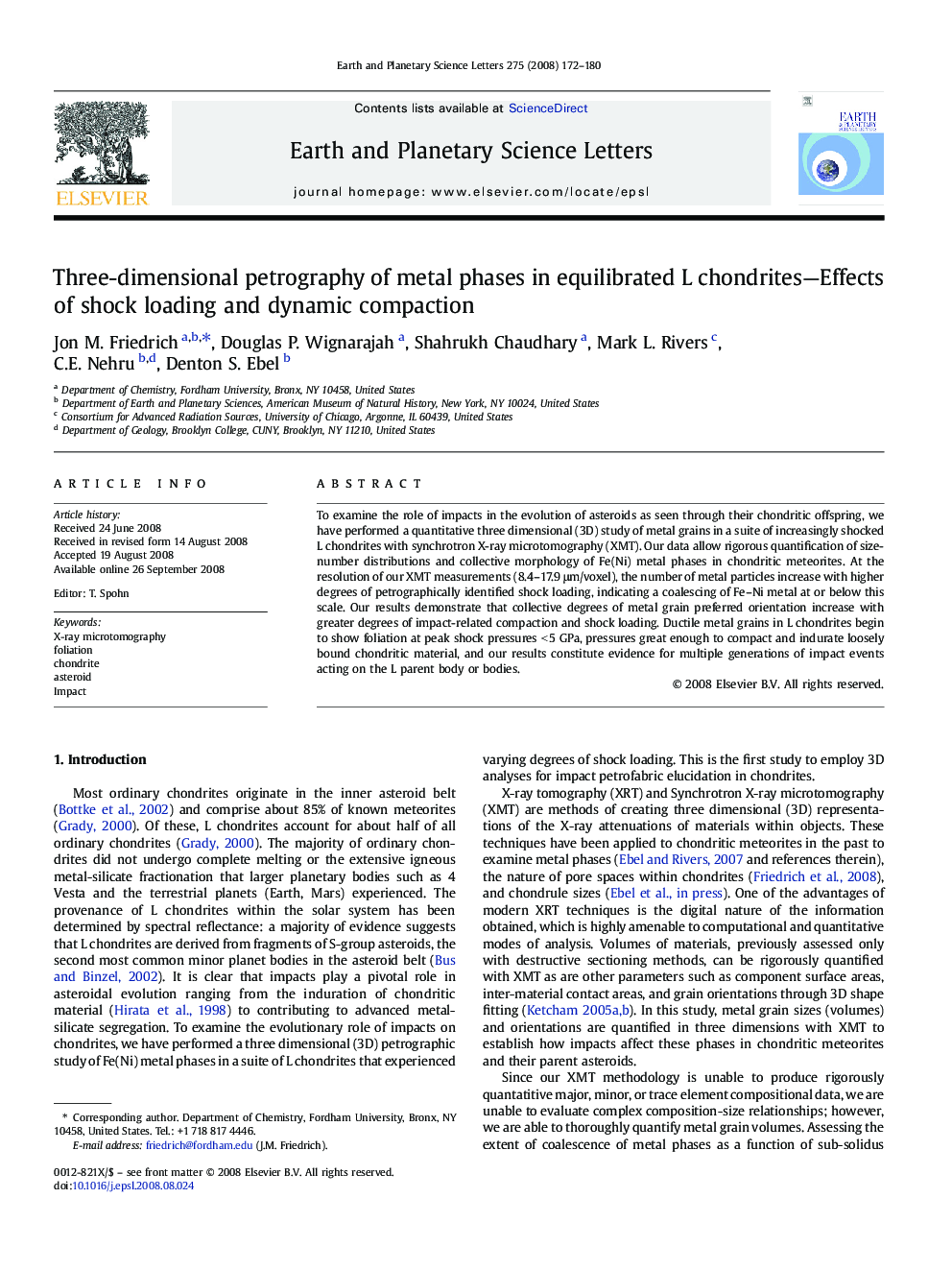 Three-dimensional petrography of metal phases in equilibrated L chondrites-Effects of shock loading and dynamic compaction