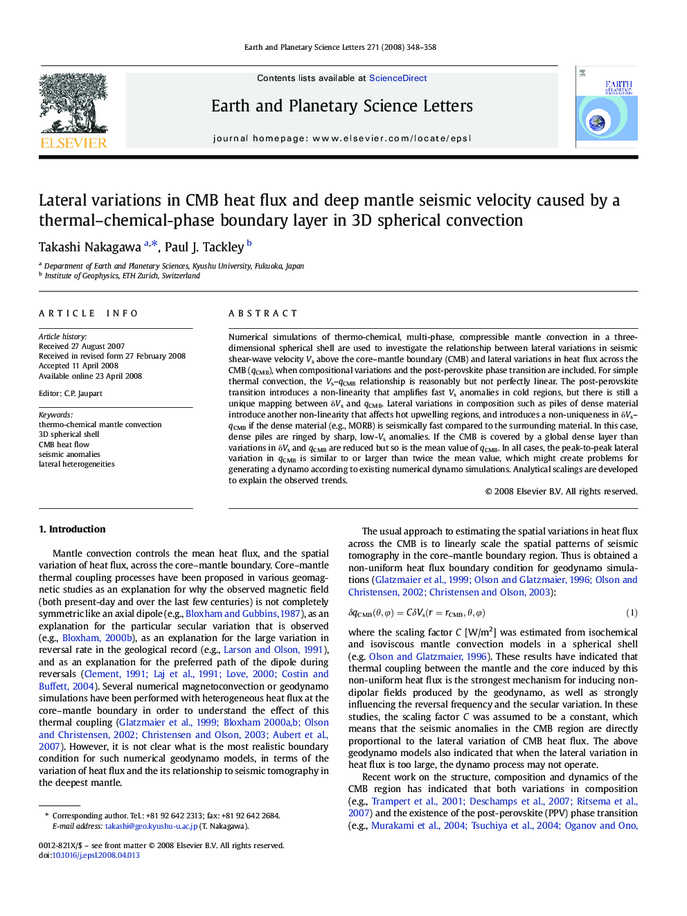 Lateral variations in CMB heat flux and deep mantle seismic velocity caused by a thermal–chemical-phase boundary layer in 3D spherical convection