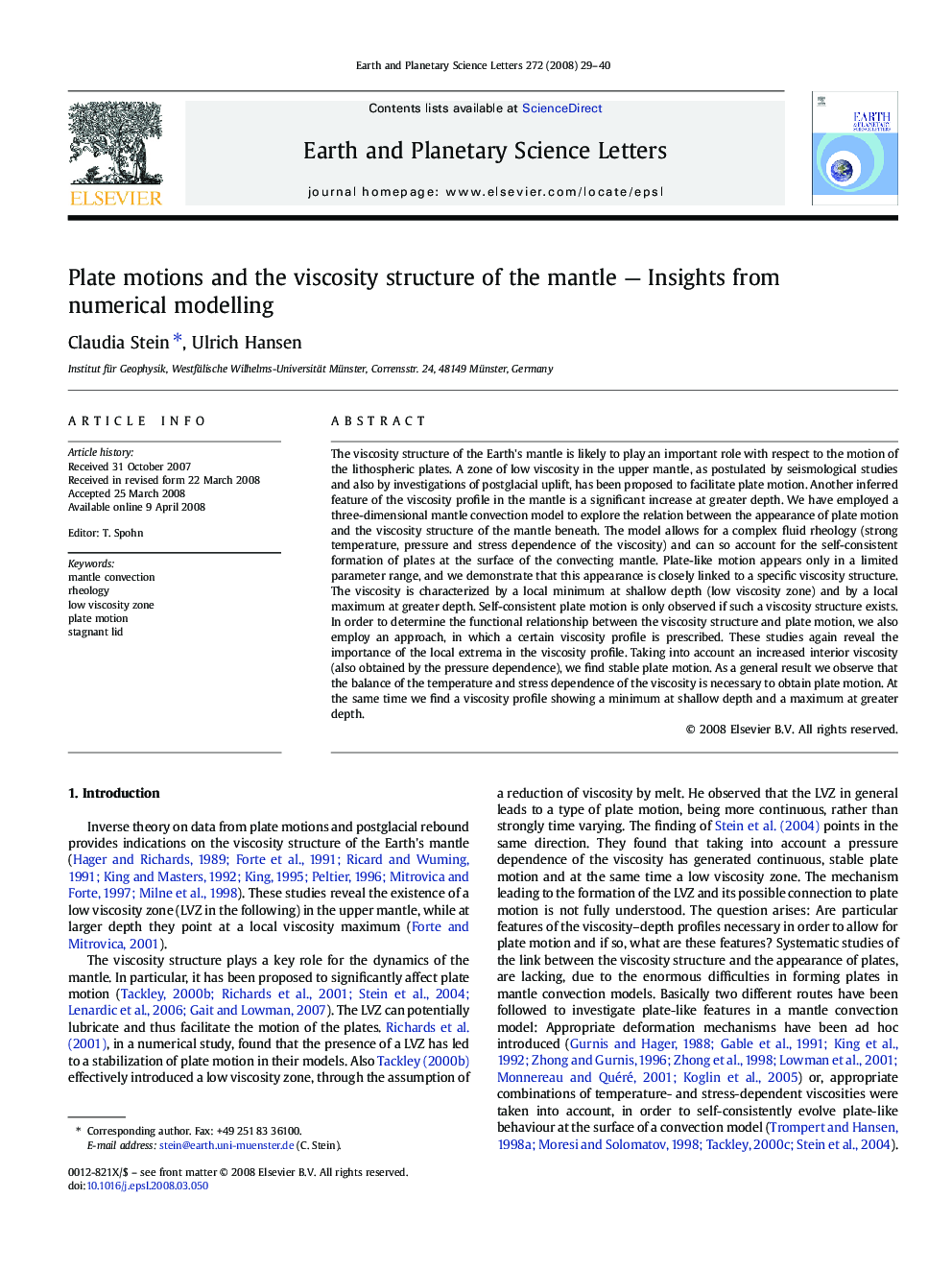 Plate motions and the viscosity structure of the mantle — Insights from numerical modelling