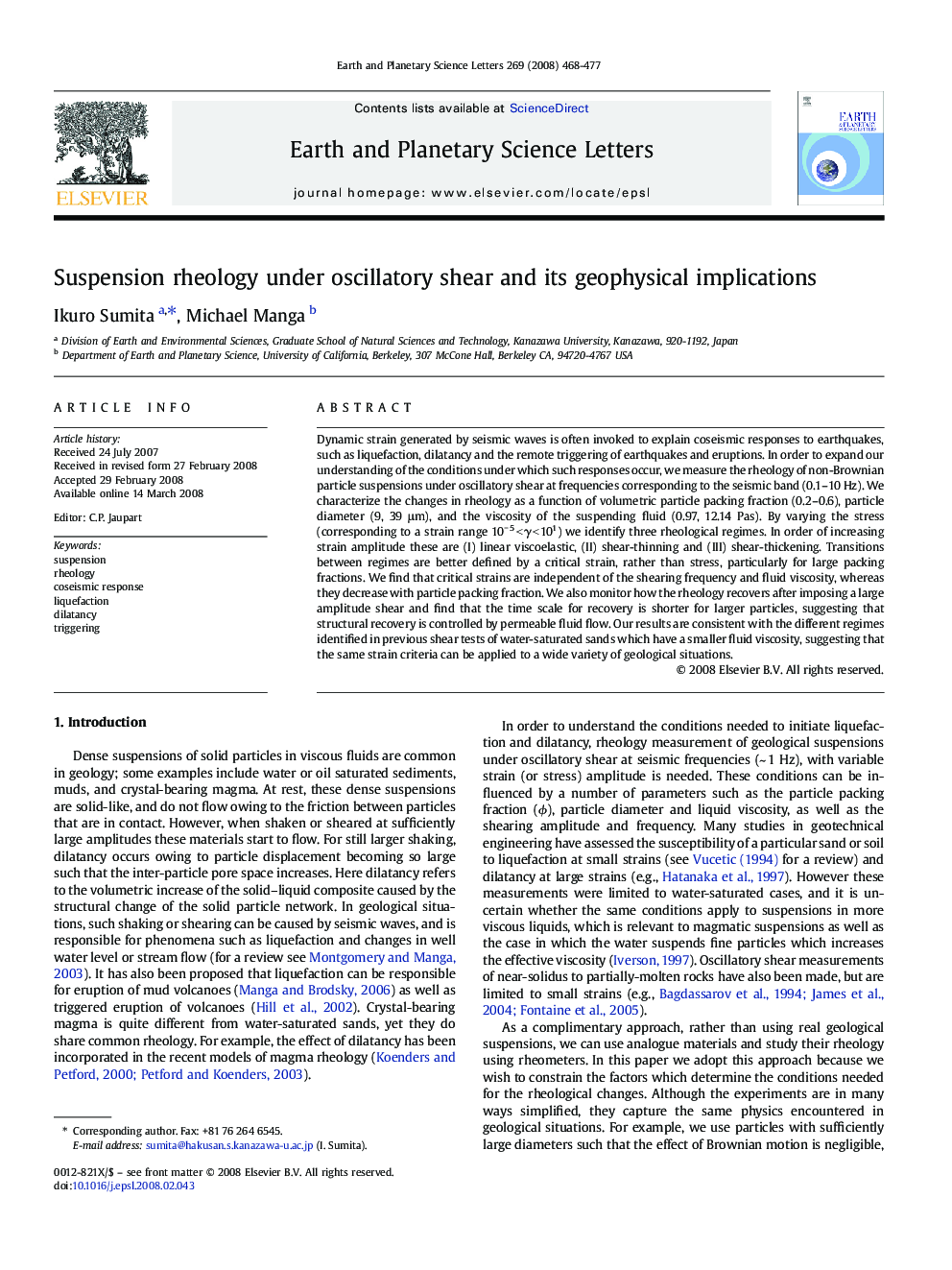 Suspension rheology under oscillatory shear and its geophysical implications