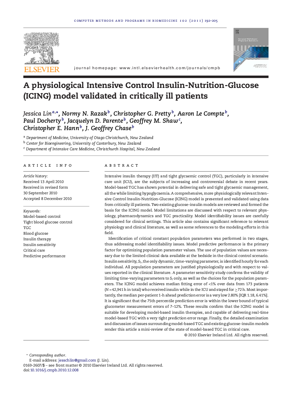 A physiological Intensive Control Insulin-Nutrition-Glucose (ICING) model validated in critically ill patients