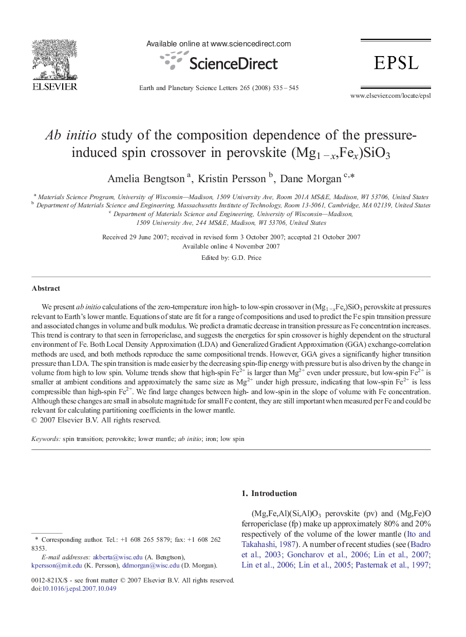 Ab initio study of the composition dependence of the pressure-induced spin crossover in perovskite (Mg1 − x,Fex)SiO3