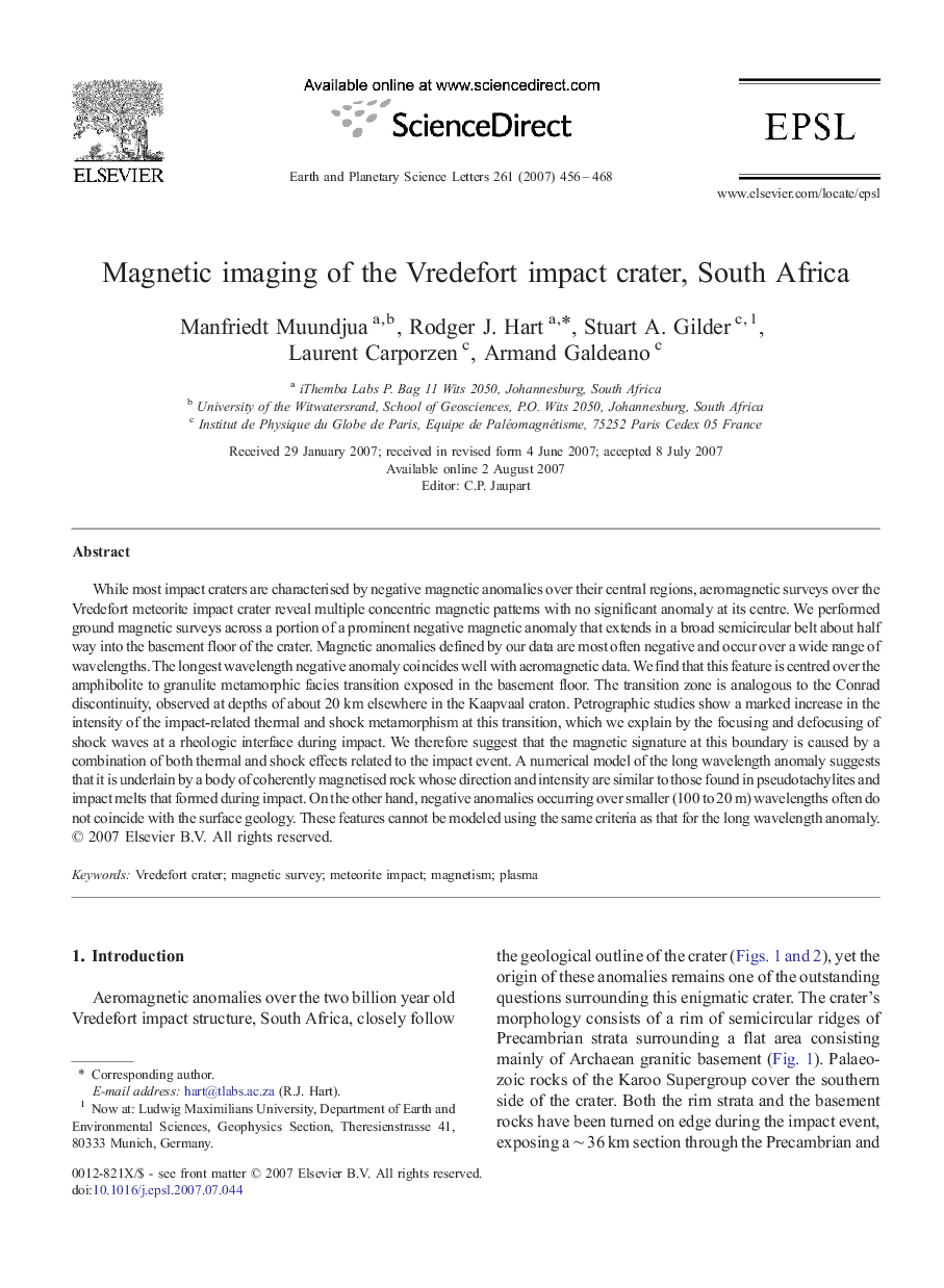 Magnetic imaging of the Vredefort impact crater, South Africa