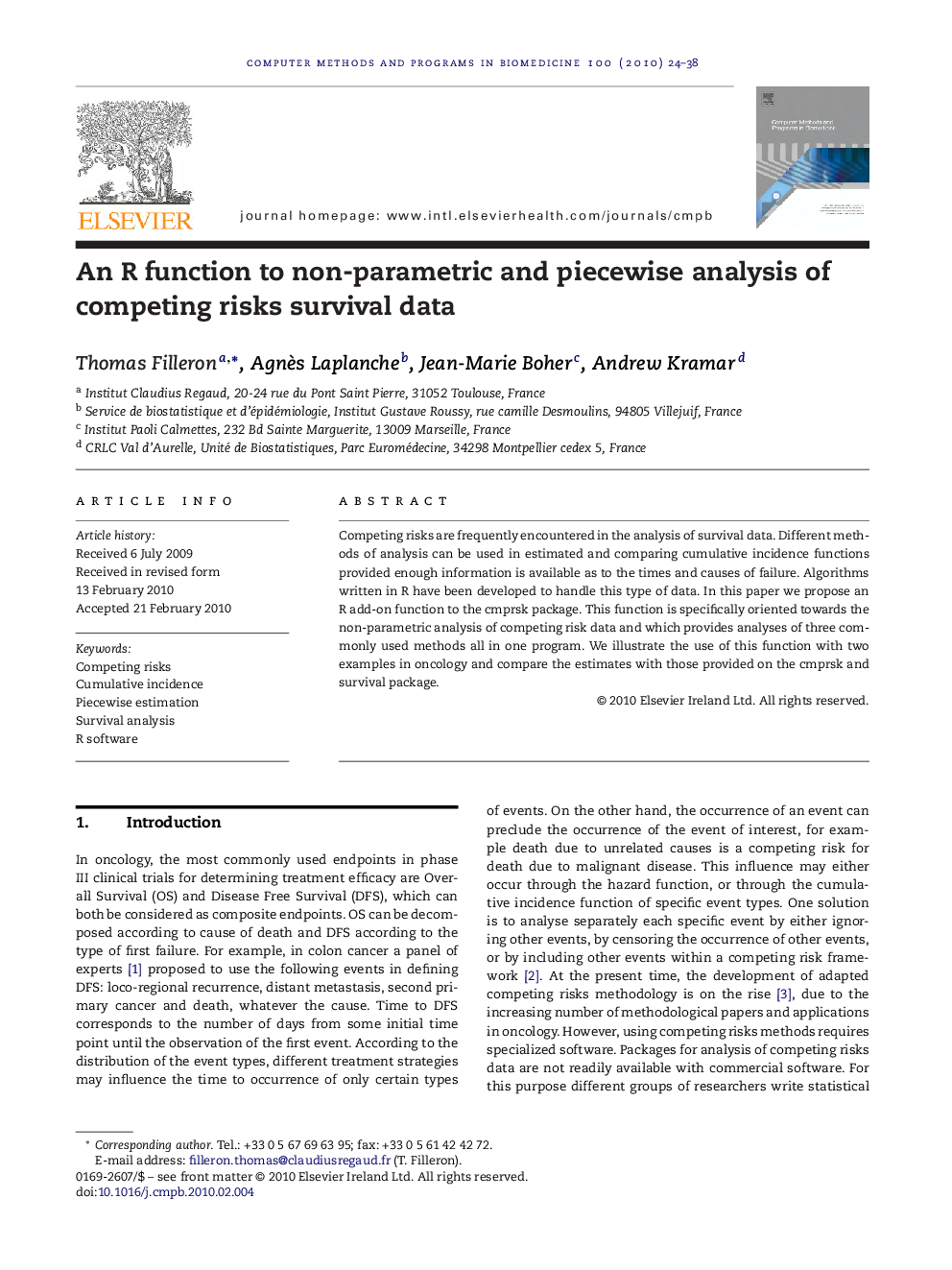 An R function to non-parametric and piecewise analysis of competing risks survival data