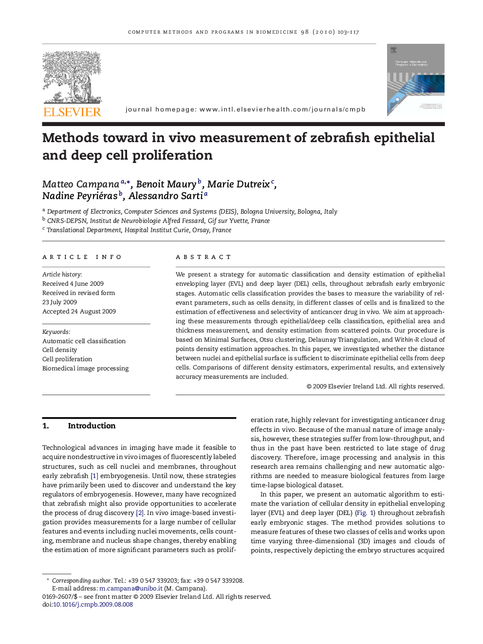 Methods toward in vivo measurement of zebrafish epithelial and deep cell proliferation