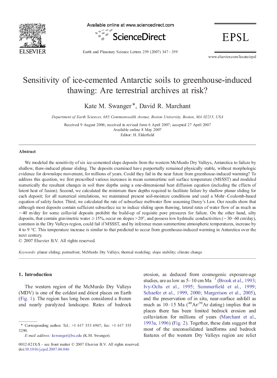 Sensitivity of ice-cemented Antarctic soils to greenhouse-induced thawing: Are terrestrial archives at risk?