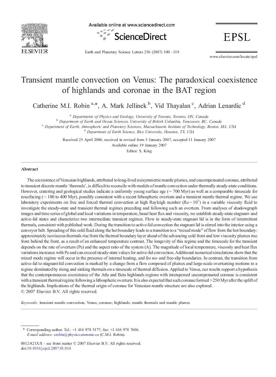 Transient mantle convection on Venus: The paradoxical coexistence of highlands and coronae in the BAT region