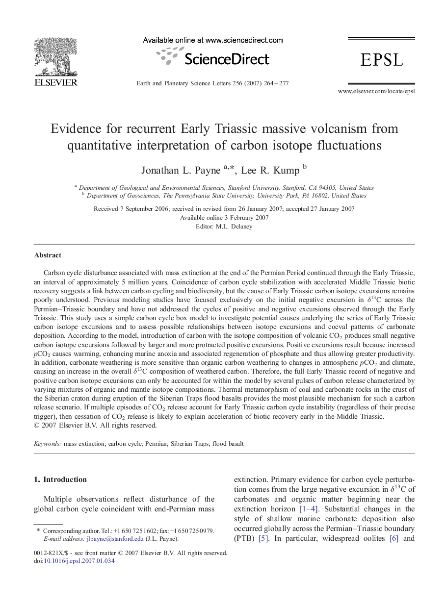 Evidence for recurrent Early Triassic massive volcanism from quantitative interpretation of carbon isotope fluctuations