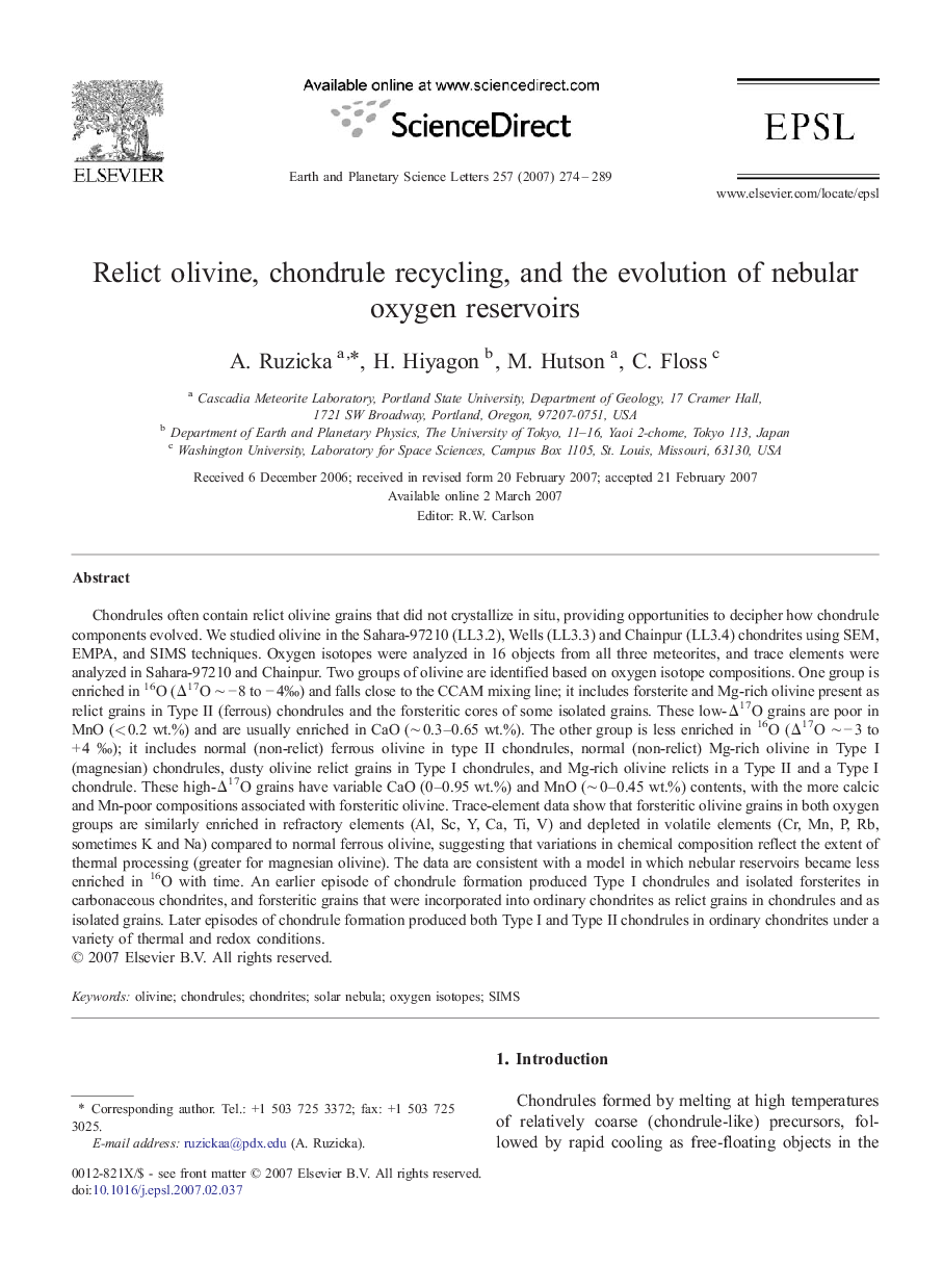 Relict olivine, chondrule recycling, and the evolution of nebular oxygen reservoirs