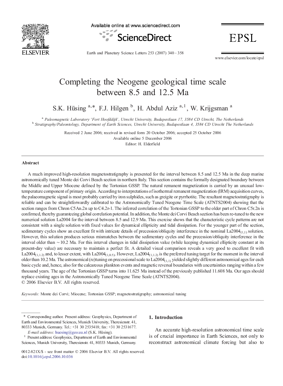 Completing the Neogene geological time scale between 8.5 and 12.5 Ma