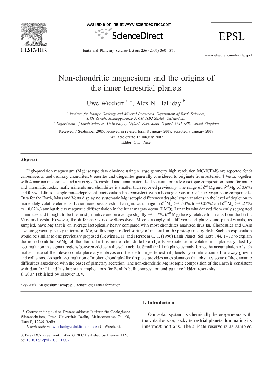 Non-chondritic magnesium and the origins of the inner terrestrial planets